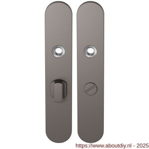 GPF Bouwbeslag Anastasius 1120.A3 WC57/5 groot langschild afgerond enkelverend 218x40x8,5 mm WC57/5 grote knop Mocca blend - A21012686 - afbeelding 1