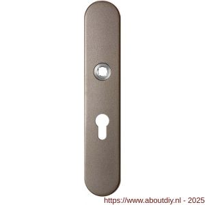 GPF Bouwbeslag Anastasius 1120.A3R PC55 deurkruk gatdeel rechtswijzend langschild afgerond 218x40x8,5 mm PC55 Mocca blend - A21011157 - afbeelding 1