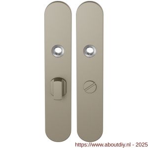 GPF Bouwbeslag Anastasius 1120.A4 WC55/8 groot langschild afgerond enkelverend 218x40x8,5 mm WC55/8 grote knop Champagne blend - A21011204 - afbeelding 1