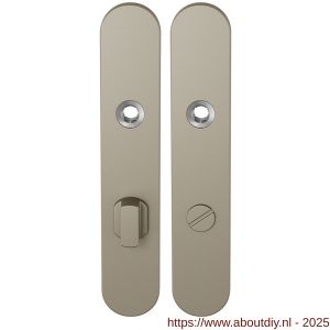 GPF Bouwbeslag Anastasius 1120.A4 WC72/8 groot langschild afgerond enkelverend 218x40x8,5 mm WC72/8 grote knop Champagne blend - A21011206 - afbeelding 1