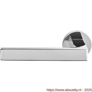 GPF Bouwbeslag RVS 1308.49-00L/R Zika deurkruk gatdeel links-rechtswijzend op rond rozet 50x8 mm RVS gepolijst - A21013839 - afbeelding 1