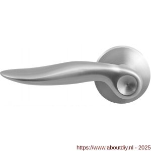 GPF Bouwbeslag RVS 1330.09-00L GPF1330.00L Kare deurkruk gatdeel op rond rozet 50x8 mm linkswijzend RVS geborsteld - A21010053 - afbeelding 1
