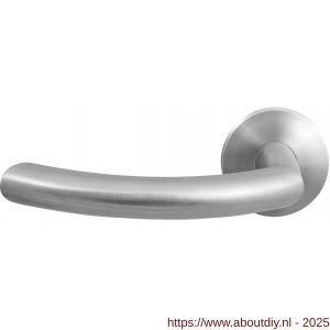 GPF Bouwbeslag RVS GPF2025.09-00L/R Hoki deurkruk gatdeel op rond rozet RVS 50x8 mm links-rechtswijzend RVS geborsteld - A21010075 - afbeelding 1