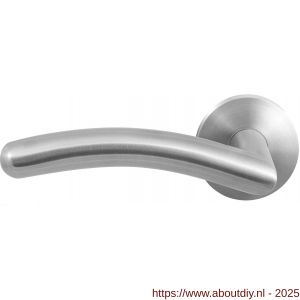 GPF Bouwbeslag RVS 2030.09-00L GPF2030.00L Mata deurkruk gatdeel op rond rozet RVS 50x8 mm linkswijzend RVS geborsteld - A21010076 - afbeelding 1