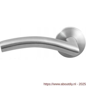 GPF Bouwbeslag RVS 2035.09-00L GPF2035.00L Papa deurkruk gatdeel linkswijzend op rond rozet 50x8 mm RVS geborsteld - A21010078 - afbeelding 1