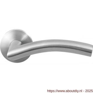 GPF Bouwbeslag RVS 2035.09-00R GPF2035.00R Papa deurkruk gatdeel rechtswijzend op rond rozet 50x8 mm RVS geborsteld - A21010079 - afbeelding 1