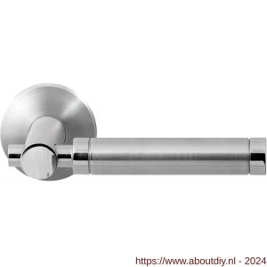 GPF Bouwbeslag RVS 2075.09/49-00 GPF2075.00 Moko Duo deurkruk op rond rozet 50x8 mm RVS geborsteld-RVS gepolijst - A21013844 - afbeelding 1
