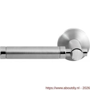 GPF Bouwbeslag RVS GPF2075.09/49-00L/R Moko Duo deurkruk gatdeel op rond rozet RVS geborsteld 50x8 mm links-rechtswijzend RVS geborsteld - A21013845 - afbeelding 1