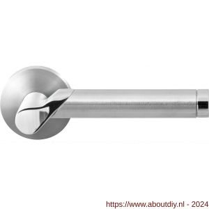 GPF Bouwbeslag RVS 3025.09/49-00 GPF3025.00 Horo Duo deurkruk op rond rozet 50x8 mm RVS geborsteld-RVS gepolijst - A21013876 - afbeelding 1