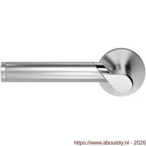 GPF Bouwbeslag RVS GPF3025.00L Horo duo deurkruk gatdeel op rond rozet 50x8 mm linkswijzend RVS geborsteld - A21013877 - afbeelding 1