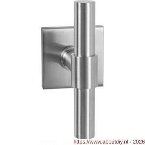 GPF Bouwbeslag RVS GPF3046.02L Hipi Deux kruiskruk op vierkant rozet 50x50x8 mm linkswijzend RVS geborsteld - A21010112 - afbeelding 1