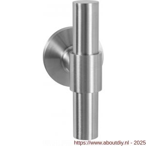 GPF Bouwbeslag RVS 3047.09-00L/R GPF3047.00L/R Hipi Deux+ kruiskruk gatdeel op rond rozet RVS 50x8 mm links-rechtswijzend RVS geborsteld - A21010122 - afbeelding 1
