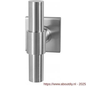 GPF Bouwbeslag RVS 3047.09-02R GPF3047.02R Hipi Deux+ kruiskruk gatdeel op vierkant rozet RVS 50x50x8 mm rechtswijzend RVS geborsteld - A21010124 - afbeelding 1