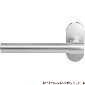 GPF Bouwbeslag RVS GPF3051.04L Hipi Deux deurkruk gatdeel op ovaal rozet 70x32x10 mm linkswijzend RVS geborsteld - A21010136 - afbeelding 1
