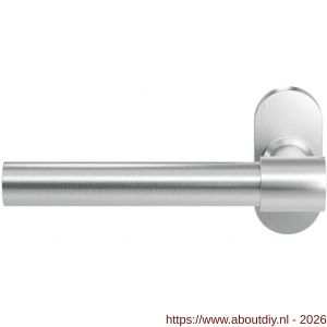 GPF Bouwbeslag RVS GPF3052.04L Hipi Deux+ deurkruk gatdeel op ovaal rozet 70x32x10 mm linkswijzend RVS geborsteld - A21010151 - afbeelding 1