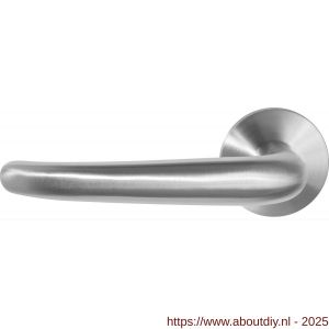 GPF Bouwbeslag RVS 3085.09-00L/R GPF3085.00L/R Tino deurkruk gatdeel op rond rozet 50x8 mm links-rechtswijzend RVS geborsteld - A21010157 - afbeelding 1