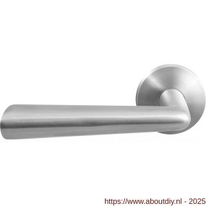 GPF Bouwbeslag RVS 3100.09-00L/R GPF3100.00L/R Pirau deurkruk gatdeel op rond rozet RVS 50x8 mm links-rechtswijzend RVS geborsteld - A21010162 - afbeelding 1
