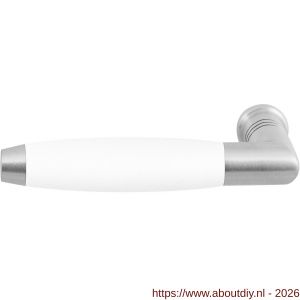 GPF Bouwbeslag RVS GPF4055L/R Ika deurkruk gatdeel haaks met trapezium eindknop links-rechtswijzend RVS geborsteld-wit - A21008227 - afbeelding 1