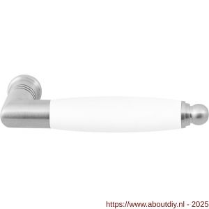 GPF Bouwbeslag RVS 4155 Ika deurkruk haaks met ronde eindknop RVS geborsteld-wit - A21008247 - afbeelding 1