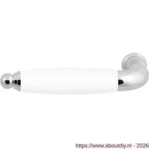 GPF Bouwbeslag RVS GPF4325L/R Ika deurkruk gatdeel gebogen met ronde eindknop links-rechtswijzend RVS gepolijst-wit - A21008237 - afbeelding 1