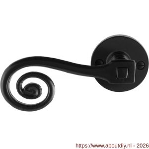 GPF Bouwbeslag Smeedijzer GPF6200.60-00L Kera deurkruk gatdeel op rond rozet 53x5 mm linkswijzend smeedijzer zwart - A21009585 - afbeelding 1