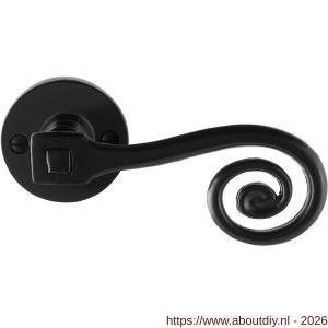 GPF Bouwbeslag Smeedijzer GPF6200.60-00R Kera deurkruk gatdeel op rond rozet 53x5 mm rechtswijzend smeedijzer zwart - A21009586 - afbeelding 1