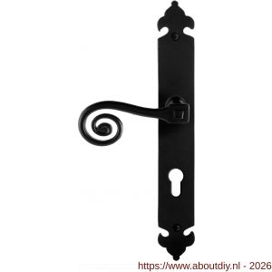 GPF Bouwbeslag Smeedijzer GPF6200.60L PC72 Kera deurkruk gatdeel op langschild 291x41x4 mm PC72 linkswijzend smeedijzer zwart - A21009419 - afbeelding 1