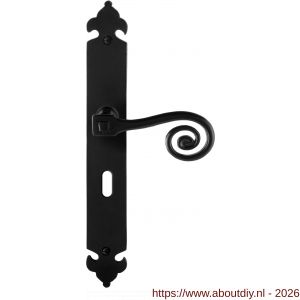 GPF Bouwbeslag Smeedijzer GPF6200.60R BB56 Kera deurkruk gatdeel op langschild 291x41x4 mm BB56 rechtswijzend smeedijzer zwart - A21009412 - afbeelding 1