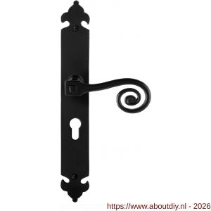 GPF Bouwbeslag Smeedijzer GPF6200.60R PC55 Kera deurkruk gatdeel op langschild 291x41x4 mm PC55 rechtswijzend smeedijzer zwart - A21009418 - afbeelding 1