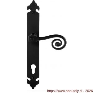GPF Bouwbeslag Smeedijzer GPF6200.60R PC92 Kera deurkruk gatdeel op langschild 291x41x4 mm PC92 rechtswijzend smeedijzer zwart - A21009424 - afbeelding 1