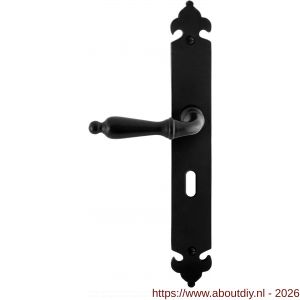 GPF Bouwbeslag Smeedijzer GPF6215.60L/R BB56 Muki deurkruk gatdeel op langschild 291x41x4 mm links-rechtswijzend smeedijzer zwart - A21010384 - afbeelding 1