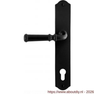 GPF Bouwbeslag Smeedijzer GPF6220.60L/R PC92 Meri deurkruk gatdeel op schild 238x41x4 mm PC92 links-rechtswijzend smeedijzer zwart - A21010397 - afbeelding 1