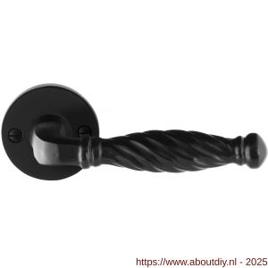 GPF Bouwbeslag Smeedijzer 6225.60-00 Tuli deurkruk op rond rozet 53x5 mm smeedijzer zwart - A21009012 - afbeelding 1