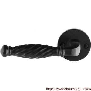 GPF Bouwbeslag Smeedijzer GPF6225.60-00L/R Tuli deurkruk gatdeel op rond rozet 53x5 mm links-rechtswijzend smeedijzer zwart - A21009591 - afbeelding 1