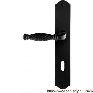 GPF Bouwbeslag Smeedijzer GPF6225.60L/R BB72 Tuli deurkruk gatdeel op schild 238x41x4 mm links-rechtswijzend smeedijzer zwart - A21010399 - afbeelding 1