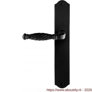 GPF Bouwbeslag Smeedijzer GPF6225.60L/R blind Tuli deurkruk gatdeel op schild 238x41x4 mm links-rechtswijzend smeedijzer zwart - A21010400 - afbeelding 1