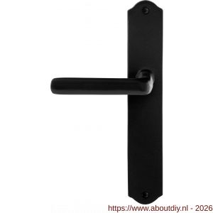 GPF Bouwbeslag Smeedijzer GPF6235.60L/R blind Ilo deurkruk gatdeel op schild 238x41x4 mm links-rechtswijzend smeedijzer zwart - A21010414 - afbeelding 1