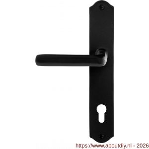 GPF Bouwbeslag Smeedijzer GPF6235.60L/R PC85 Ilo deurkruk gatdeel op schild 238x41x4 mm links-rechtswijzend smeedijzer zwart - A21010417 - afbeelding 1