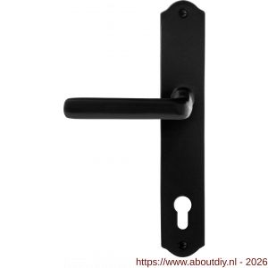 GPF Bouwbeslag Smeedijzer GPF6235.60L/R PC92 Ilo deurkruk gatdeel op schild 238x41x4 mm links-rechtswijzend smeedijzer zwart - A21010418 - afbeelding 1