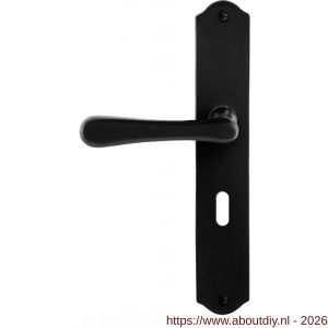 GPF Bouwbeslag Smeedijzer GPF6240.60L/R BB56 Paju deurkruk gatdeel op schild 238x41x4 mm BB56 links-rechtswijzend smeedijzer zwart - A21010419 - afbeelding 1