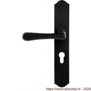 GPF Bouwbeslag Smeedijzer GPF6240.60L/R PC55 Paju deurkruk gatdeel op schild 238x41x4 mm PC55 links-rechtswijzend smeedijzer zwart - A21010422 - afbeelding 1