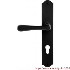 GPF Bouwbeslag Smeedijzer GPF6240.60L/R PC72 Paju deurkruk gatdeel op schild 238x41x4 mm PC72 links-rechtswijzend smeedijzer zwart - A21010423 - afbeelding 1