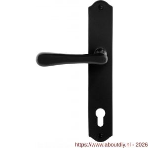 GPF Bouwbeslag Smeedijzer GPF6240.60L/R PC92 Paju deurkruk gatdeel op schild 238x41x4 mm PC92 links-rechtswijzend smeedijzer zwart - A21010425 - afbeelding 1