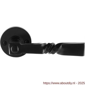 GPF Bouwbeslag Smeedijzer 6245.60-00 Nokka deurkruk op rond rozet 53x5 mm smeedijzer zwart - A21009016 - afbeelding 1