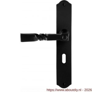 GPF Bouwbeslag Smeedijzer GPF6245.60L/R BB56 Nokka deurkruk gatdeel op schild 238x41x4 mm links-rechtswijzend smeedijzer zwart - A21010427 - afbeelding 1