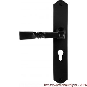 GPF Bouwbeslag Smeedijzer GPF6245.60L/R PC55 Nokka deurkruk gatdeel op schild 238x41x4 mm links-rechtswijzend smeedijzer zwart - A21010430 - afbeelding 1