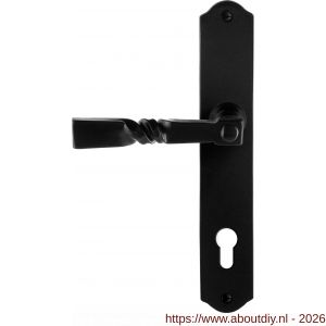 GPF Bouwbeslag Smeedijzer GPF6245 L/R PC85 Nokka deurkruk gatdeel op schild 238x41x4 mm links-rechtswijzend smeedijzer zwart - A21010426 - afbeelding 1