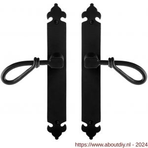 GPF Bouwbeslag Smeedijzer 6255.60 blind Sula deurkruk op langschild 291x41x4 mm smeedijzer zwart - A21009526 - afbeelding 1