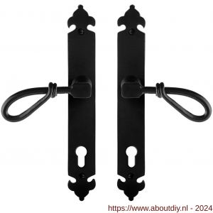 GPF Bouwbeslag Smeedijzer 6255.60 PC92 Sula deurkruk op langschild 291x41x4 mm smeedijzer zwart - A21009530 - afbeelding 1