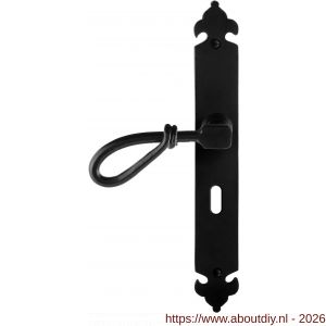 GPF Bouwbeslag Smeedijzer GPF6255.60L BB72 Sula deurkruk gatdeel op langschild 291x41x4 mm linkswijzend smeedijzer zwart - A21009537 - afbeelding 1